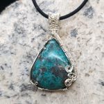 Chrysocolla Silver Wire-Wrapped Pendant by Niai Design