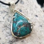 Chrysocolla Silver Wire-Wrapped Pendant - Image 2