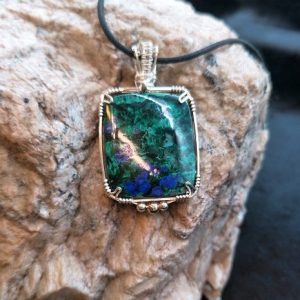 Malachite-Lapis Lazuli Silver Wire-Wrapped Pendant by Niai Design by Niai Design