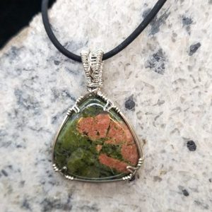 Unakite Silver Wire-Wrapped Pendant by Niai Design