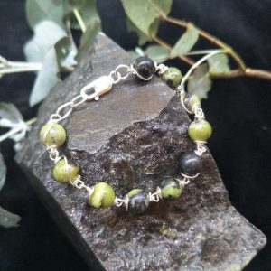 Silver Wire-Wrapped Chrysoprase Bracelet by Belle