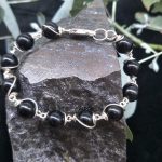 Silver Wire-Wrapped Black Tourmaline Bracelet by Belle
