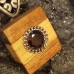 Garnet set in Huon Pine & Blackwood Pendant by Belle