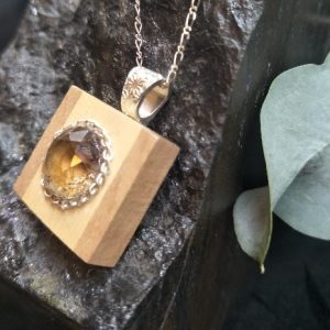Smoky Quartz set in Huon Pine and Myrtle Pendant by Belle