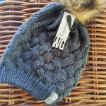 W. Garrett & Co acrylic Beanie in gunmetal grey with a fake fur pom-pom
