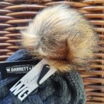 W. Garrett & Co acrylic Beanie in gunmetal grey with a fake fur pom-pom