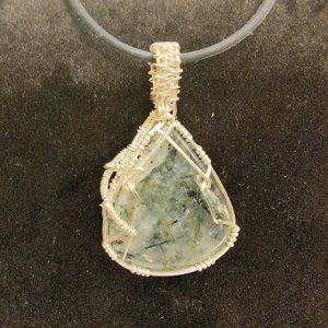Silver-Wire-Wrapped Prehnite Pendant by Niai Design
