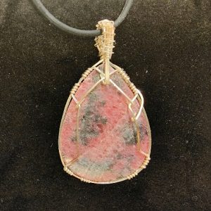 Silver-Wire-Wrapped Rhodonite Pendant by Niai Design