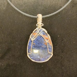 Silver-Wire-Wrapped Sodalite Pendant by Niai Design