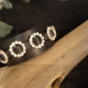 Black Leather with diamante feature cuff